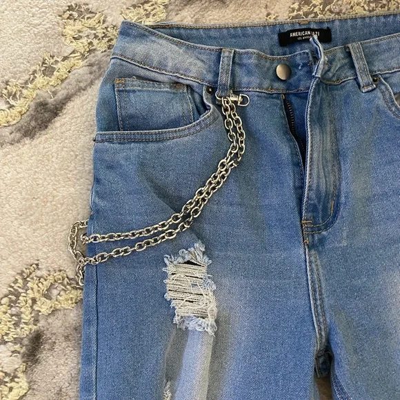 3 for 30$ American Bazi Women's Distressed  Cutout Denim Skinny Jogger Jeans  M - Picture 2 of 10